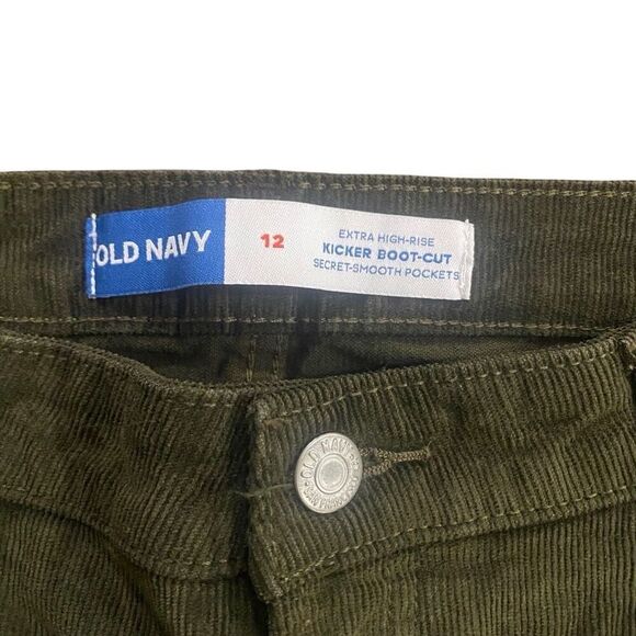 Old navy size 12 extra high rise kicker bootcut corduroy green - Picture 2 of 5